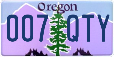 OR license plate 007QTY