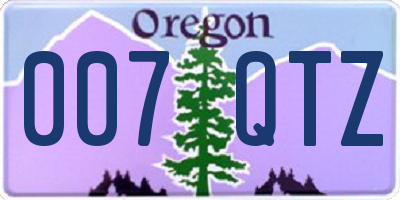 OR license plate 007QTZ