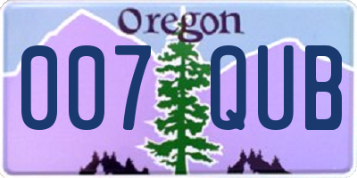 OR license plate 007QUB