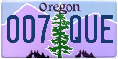 OR license plate 007QUE