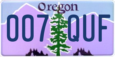 OR license plate 007QUF