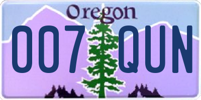 OR license plate 007QUN