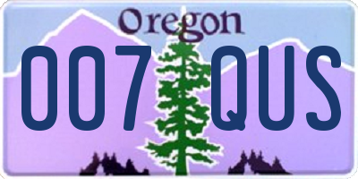 OR license plate 007QUS