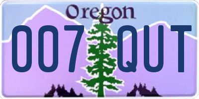 OR license plate 007QUT