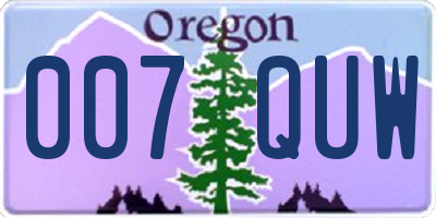 OR license plate 007QUW