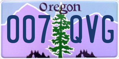 OR license plate 007QVG
