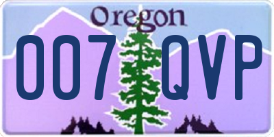 OR license plate 007QVP
