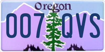 OR license plate 007QVS