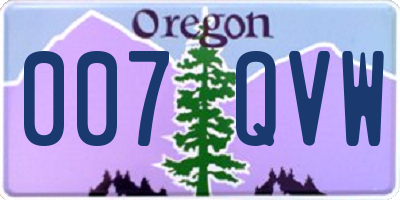 OR license plate 007QVW