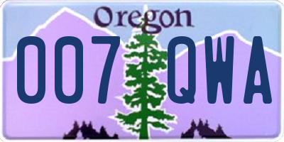 OR license plate 007QWA