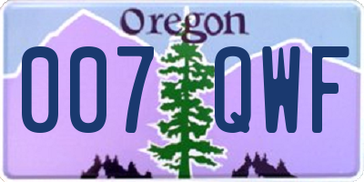 OR license plate 007QWF
