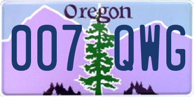 OR license plate 007QWG