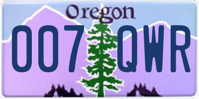OR license plate 007QWR