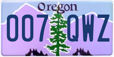 OR license plate 007QWZ