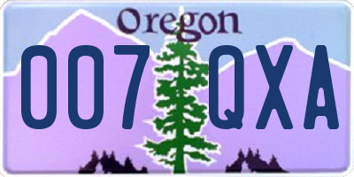 OR license plate 007QXA