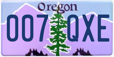 OR license plate 007QXE