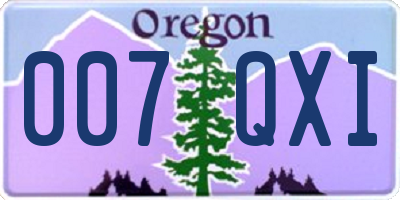 OR license plate 007QXI