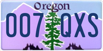 OR license plate 007QXS