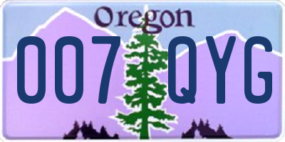 OR license plate 007QYG