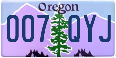 OR license plate 007QYJ