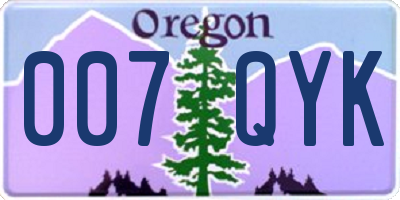 OR license plate 007QYK