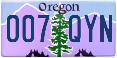 OR license plate 007QYN