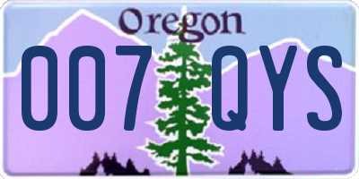 OR license plate 007QYS