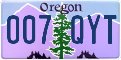 OR license plate 007QYT