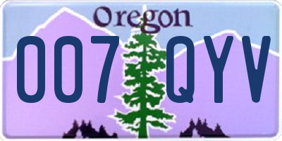 OR license plate 007QYV