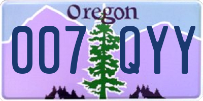 OR license plate 007QYY