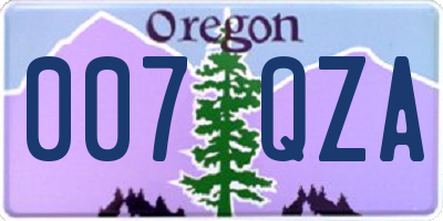 OR license plate 007QZA
