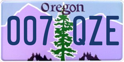 OR license plate 007QZE