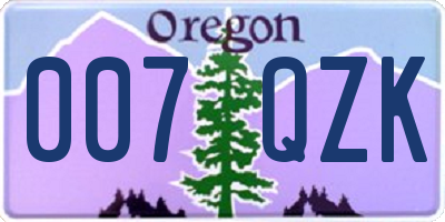 OR license plate 007QZK