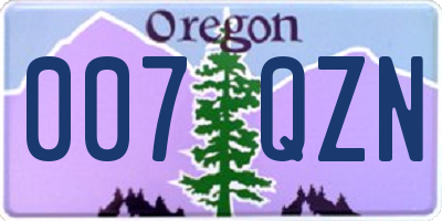 OR license plate 007QZN