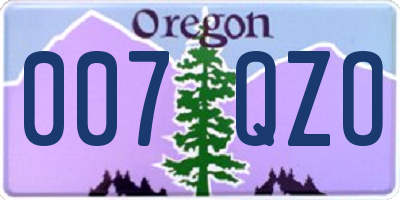 OR license plate 007QZO