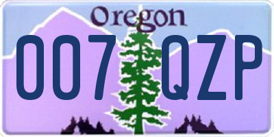 OR license plate 007QZP