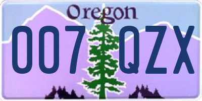OR license plate 007QZX