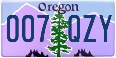 OR license plate 007QZY