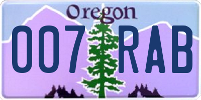 OR license plate 007RAB