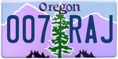 OR license plate 007RAJ