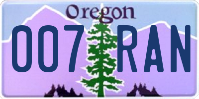 OR license plate 007RAN