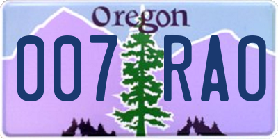 OR license plate 007RAO