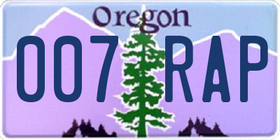 OR license plate 007RAP