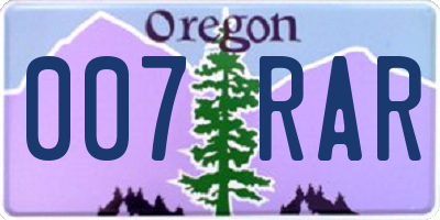 OR license plate 007RAR