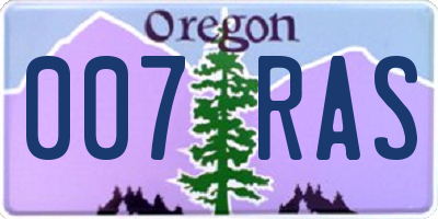 OR license plate 007RAS
