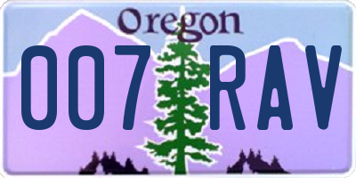 OR license plate 007RAV