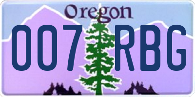 OR license plate 007RBG