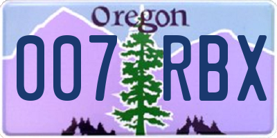 OR license plate 007RBX