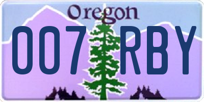 OR license plate 007RBY