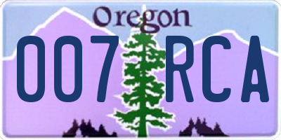 OR license plate 007RCA